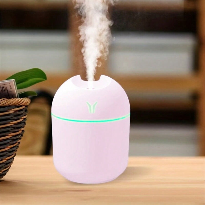Air Humidifier - 220ml Mini Diffuser for Air Freshener   USB Desktop Fogger - Mist Maker Sprayer with Led Colorful Light - Silent Portable Humidifier for Room / Car / Offices