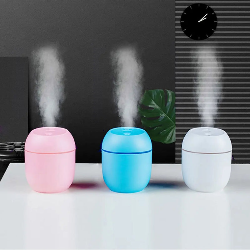 Air Humidifier - 220ml Mini Diffuser for Air Freshener   USB Desktop Fogger - Mist Maker Sprayer with Led Colorful Light - Silent Portable Humidifier for Room / Car / Offices