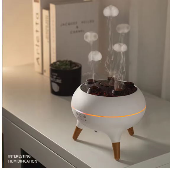 Dynamic Jellyfish Air Humidifier 250ml Flame Aromatherapy Essential Oil Diffuser Remote Control Bedroom Humidifier,