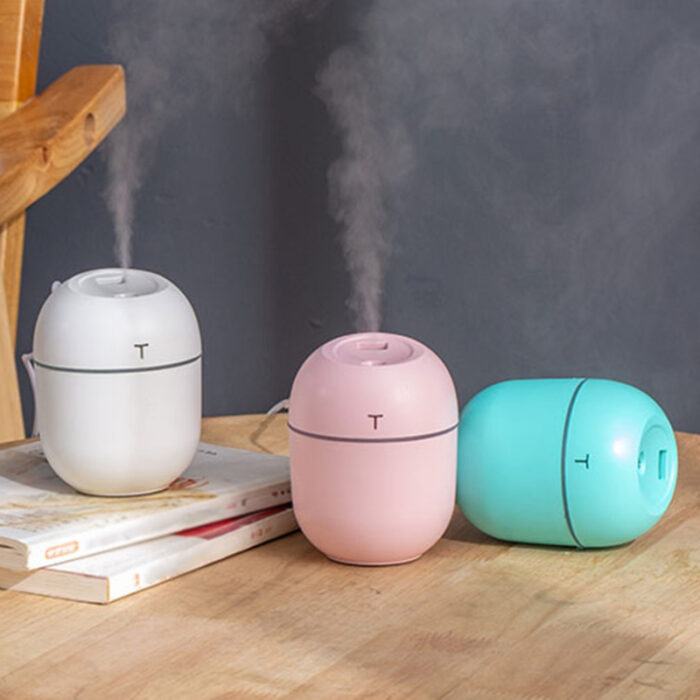 Air Humidifier - 220ml Mini Diffuser for Air Freshener   USB Desktop Fogger - Mist Maker Sprayer with Led Colorful Light - Silent Portable Humidifier for Room / Car / Offices